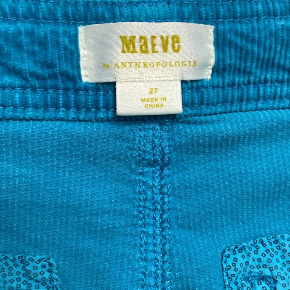 Maeve Anthropologie Women Corduroy High Rise Tapered Pants Teal Blue Size 27 - Picture 2 of 10